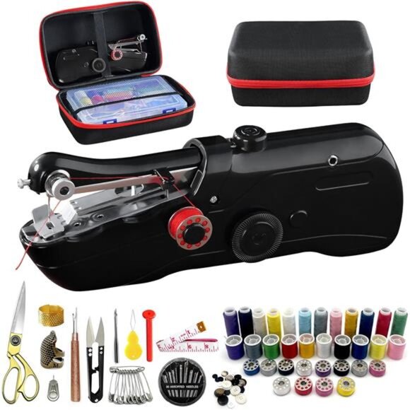 Handheld Sewing Machine with Black Storage Case and 109-Piece Sewing Kit, Mini - Picture 1 of 8